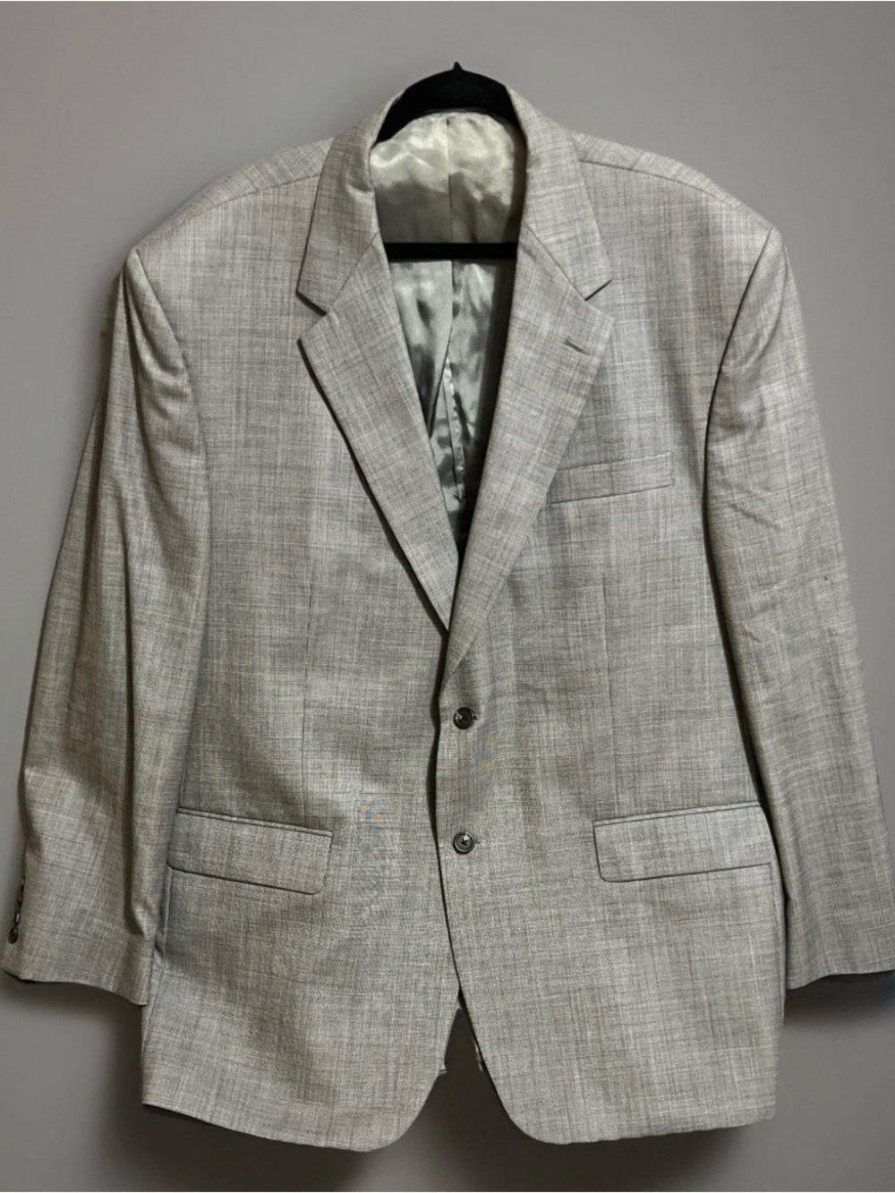 Ralph Lauren Men's Sport Coat Blazer Two Button Gray Herringbone Silk Wool 50L